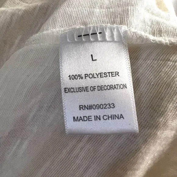 L.A. HEARTS Women's Blouse Ivory Boho Large Crinkle-Rayon 3/4 Sleeve Square Neck - Picture 13 of 14